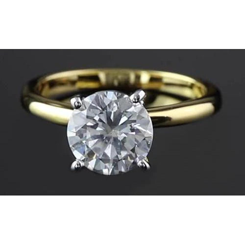 2 Carats Round Genuine Diamond Engagement Ring Two Tone Gold