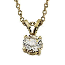 2 Carats Round Genuine Diamond Solitaire Necklace Pendant