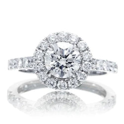 2 Carats Round Halo Real Diamond Ring Jewelry