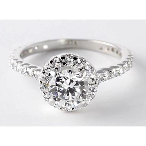 2 Carats Round Natural Diamond Halo Setting Engagement Ring Jewelry