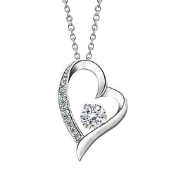 2 Carats Round Natural Diamond Heart Pendant White Gold Jewelry Sparkling