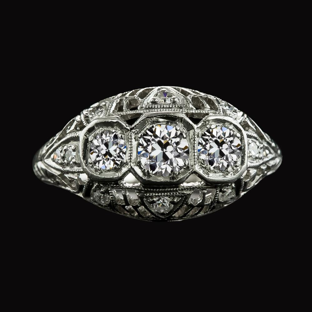 2 Carats Round Old Miner Real Diamond Anniversary Ring Vintage Style