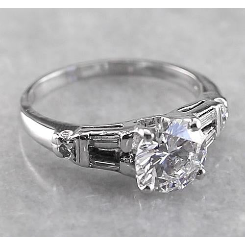 2 Carats Round Real Diamond Engagement Ring White Gold 