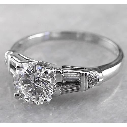 2 Carats Round Real Diamond Engagement Ring 14K