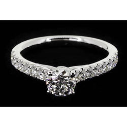 2 Carats Round Real Diamond Engagement Ring With Accents