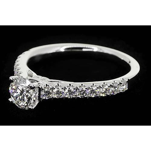 2 Carats Round Real Diamond Engagement Ring With Accents