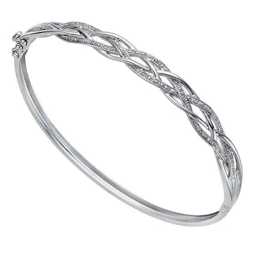 2 Carats Round Real Diamond Lattice Bangle 14K White Gold