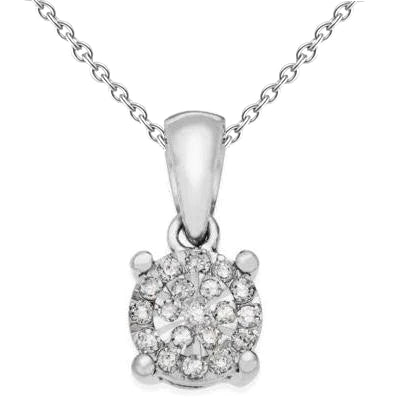 2 Carats Round Real Diamond Necklace Pendant White Gold Women Jewelry 14K