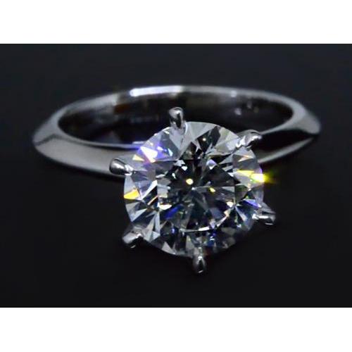 2 Carats Round Real Diamond Solitaire Engagement Ring