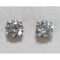 2 Carats Round Real Diamond Stud Earring Women Gold Jewelry