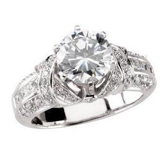 2 Carats Round Real Diamond With Accents Anniversary Ring White Gold 14K