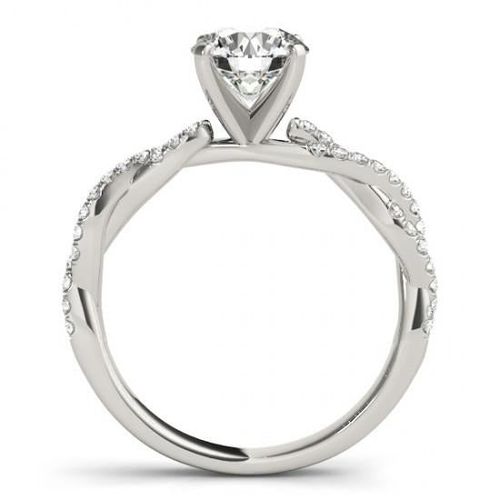 2 Carats Round Real Diamonds Solitaire With Accents Ring Gold White 14K - Solitaire Ring with Accents-harrychadent.ca