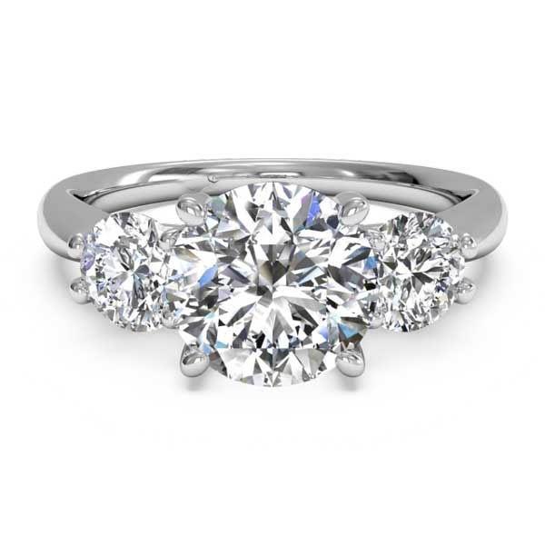 2 Carats Round Three Stone Natural Diamond Engagement Ring White Gold 14K
