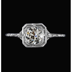 2 Carats Solitaire Lady’s Ring Old Mine Cut Genuine Natural Earth Mined Diamond Gold Vintage Style