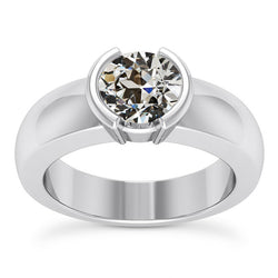 Authentic Bezel-Set Fine Diamond Solitaire Ring 2 ct