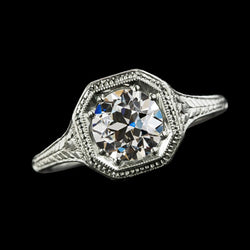 2 Carats Solitaire Ring Round Old Miner Real Natural Earth Mined Diamond Vintage Style