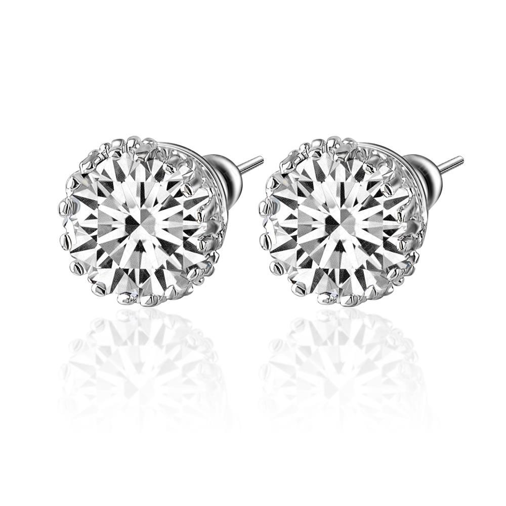 2 Carats Solitaire Round Real Diamond Stud Earring Solid White Gold