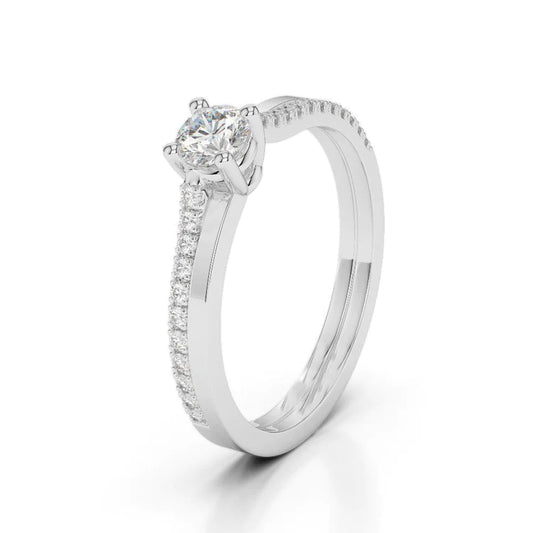 2 Carats Solitaire With Accent Genuine Diamonds Ring Prong Set White Gold