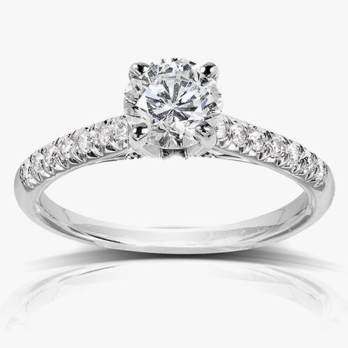 2 Carats Sparkling Real Diamond Engagement Ring White Gold 14K