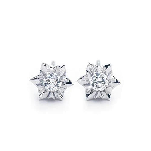 2 Carats Sparkling Round Cut Real Diamonds Stud Earrings White Gold