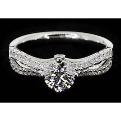 2 Carats Split Shank Engagement Ring Round Natural Earth Mined Diamond White Gold 14K