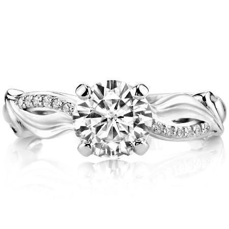 2 Carats Twisted Shank Round Real Diamond Ring With Accents