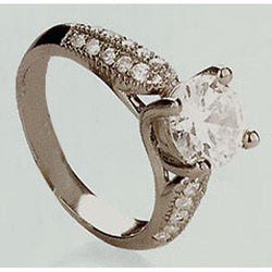 2 Carats Vintage Style Genuine Diamond Engagement Ring White Gold 14K