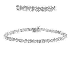 2 Carats White Real Round Diamond Tennis Bracelet 14K White Gold