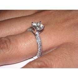 2 Ct. Round Micro Pave Natural Diamond Engagement Ring White Gold 14K