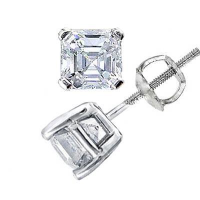 2 Ct Beautiful Asscher Cut Genuine Diamond Stud Earring White Gold Jewelry