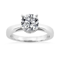 2 Ct Hidden Halo Round Brilliant Natural Diamond Solitaire Ring White Gold