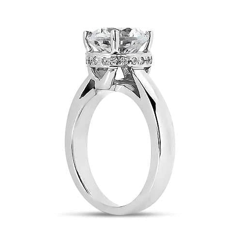 Halo Round Brilliant Natural Diamond Solitaire Ring White Gold