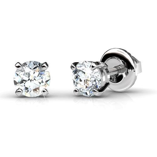 2 Ct Ladies Round Brilliant Cut Genuine Diamonds Studs Earring White Gold