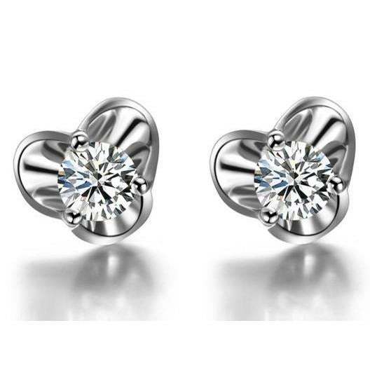 2 Ct Ladies Round Brilliant Cut Real Diamonds Stud Earrings White Gold - Stud Earrings-harrychadent.ca