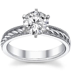 2 Ct Natural Diamond Solitaire Vintage Style Round Wedding Ring