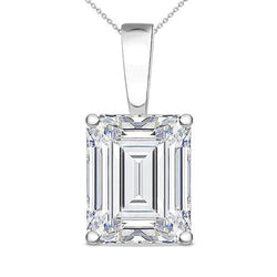 2 Ct Prong Set Emerald Cut Genuine Natural Earth Mined Diamond Solitaire Pendant White Gold