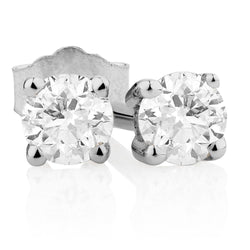 2 Ct Prong Set Round Cut Genuine Diamond Lady Stud Earring White Gold 14K