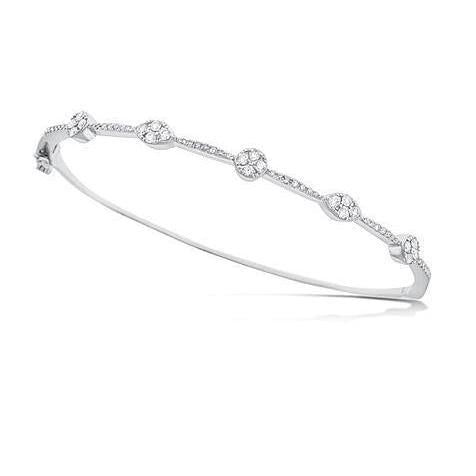 2 Ct Round Cut Natural Diamond Bangle 14K White Gold