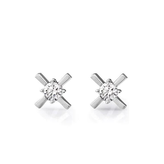 2 Ct Round Cut Natural Diamonds X And O Style Stud Earrings White Gold