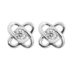 2 Ct Round Cut Real Diamonds Intertwined Hearts Stud Earrings