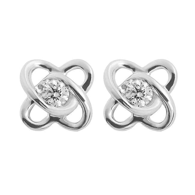 2 Ct Round Cut Real Diamonds Intertwined Hearts Stud Earrings