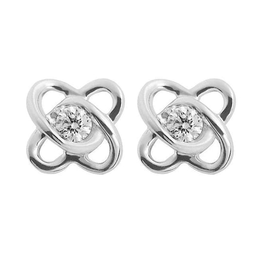 2 Ct Round Cut Real Diamonds Intertwined Hearts Stud Earrings
