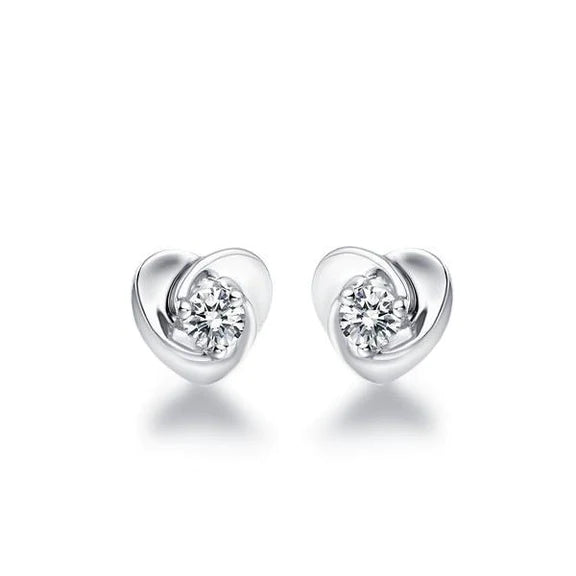 2 Ct Round Genuine Diamonds Heart Shape Women Stud Earrings White Gold