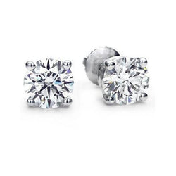 2 Ct Solitaire Round Genuine Natural Earth Mined Diamond Stud Earring Gold Jewelry