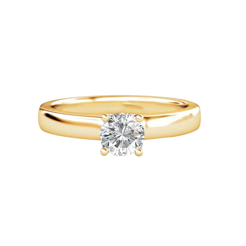 2 Ct Solitaire Sparkling Real Diamond Engagement Ring Yellow Gold