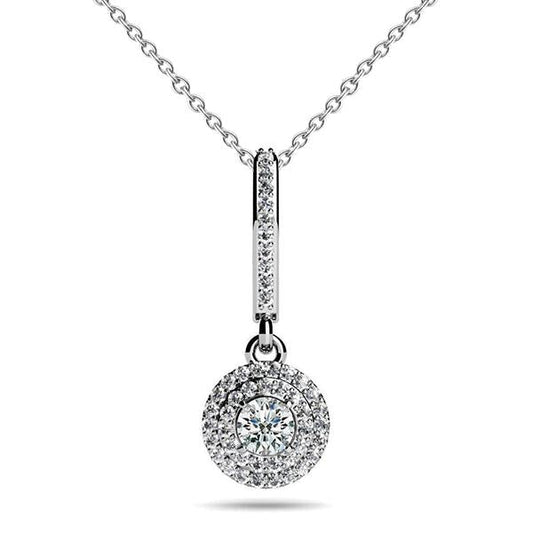 2 Ct Sparkling Genuine Diamonds Enduring Sparkle Drop Pendant Necklace