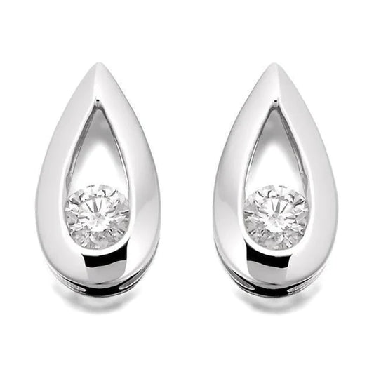 2 Ct Sparkling Round Natural Diamonds Teardrop Style Stud Earrings White Gold