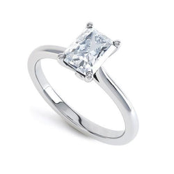 2 Ct Sparkling Solitaire Radiant Cut Real Diamond Anniversary Ring 4 Prongs