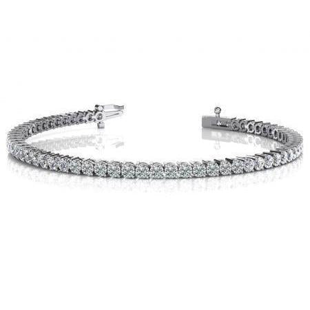 2 Prong Set White Round Natural Diamond Tennis Bracelet Solid Gold 6 Carats