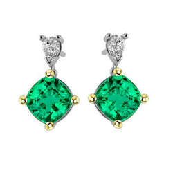 GIA-Certified Gemstone Earring – Emerald 2 ct Two-Tone 14K Gold